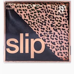 Slip Silk Hair Wrap in Black and beige Animal Print